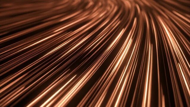 Futuristic looping macro glowing copper pattern energy streaming fine lines seamless surreal ambience cascading softly abstract unique style ultra realistic cinematic loop