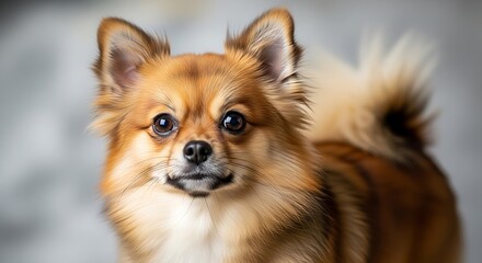 Cute Small Pomeranian Dog Looking Forward