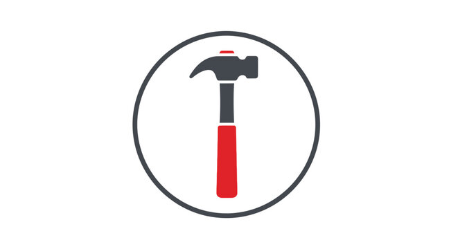 Hammer Tool with Red Handle.