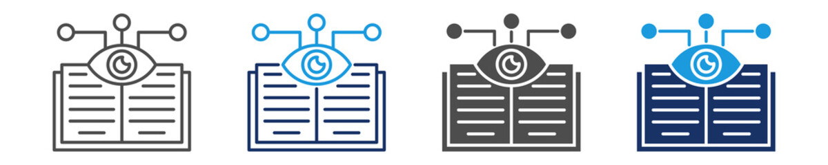 supervised learning icon set with multi concept