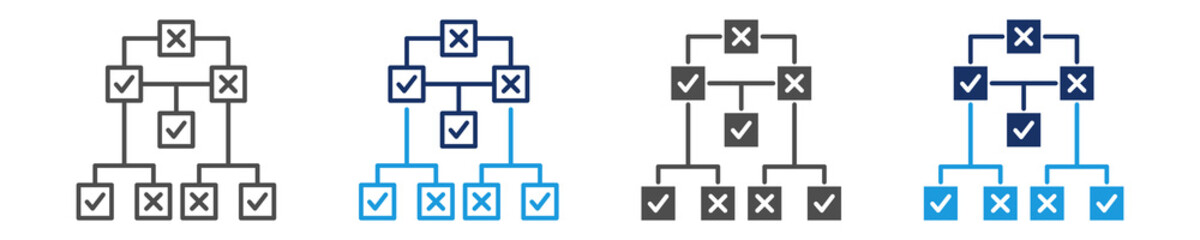 decision trees icon set with multi concept