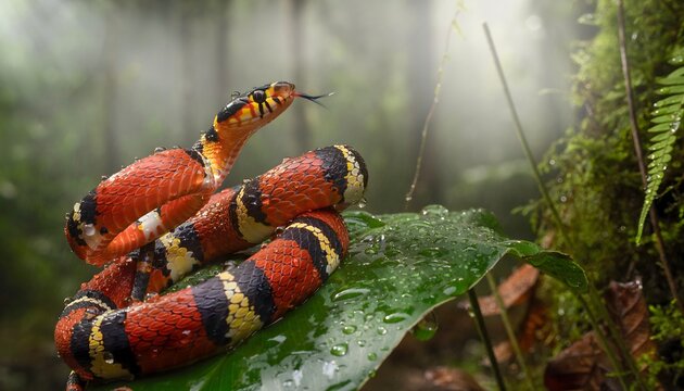 Coral Snake in Natural Habitat (Micrurus spp.)