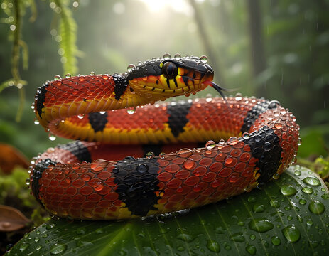 Coral Snake in Natural Habitat (Micrurus spp.)