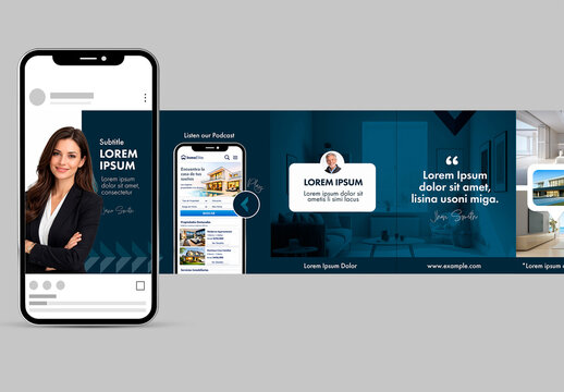 Real State Blue Accents Social Media Carousel