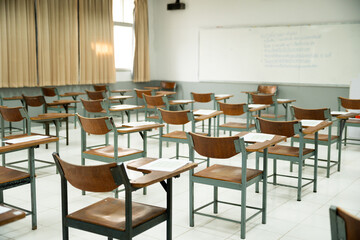 Empty Classroom Prepared for Written Exam