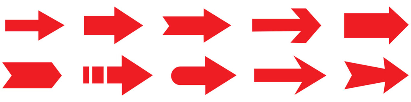 Arrow icons set.Arrow collection. Simple arrow big set. Vector Illustration Collection of red arrows and icons for navigation and direction symbols