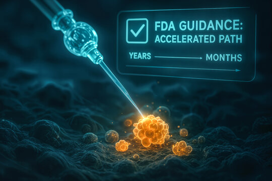 Molecular probe detecting Minimal Residual Disease MRD in oncology with FDA GUIDANCE: ACCELERATED PATH clinical trial timeline compressing years to months biotechnology breakthrough