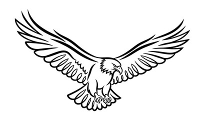Fototapeta premium Eagle Flying Continuous Line Art – Minimalist Monoline Bird Logo Vector