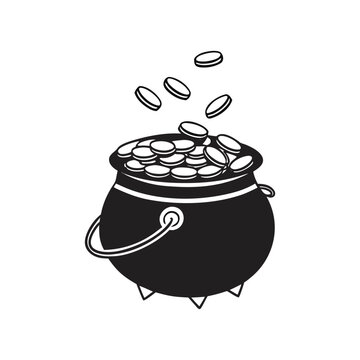 pot with gold vector for st patrick day