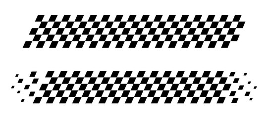 Racing flag background, black and white checkered flag pattern with fading effect. Black and white checkered race flag symbol. © Oleh