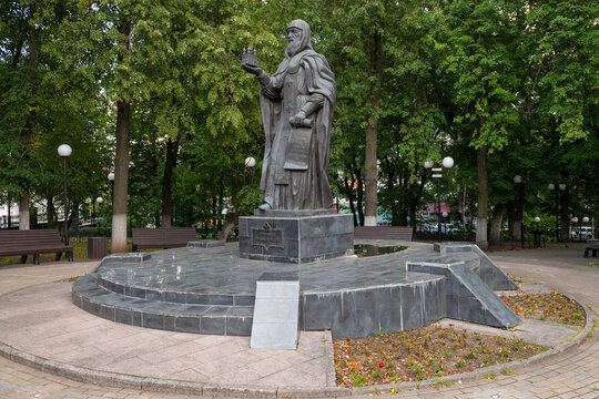 KIROV, RUSSIA - AUGUST 18, 2025: View of the monument to the Russian Saint Tryphon of Vyatka on an August day