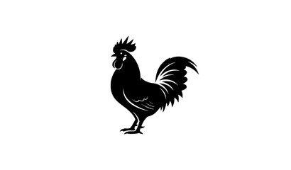 Fototapeta premium Minimal Black Rooster Icon – Poultry Silhouette Logo Vector Illustration