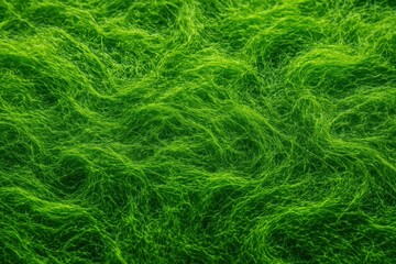 Bright green algae texture with tangled filaments and soft waves