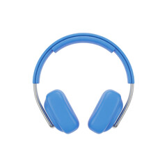 Blue over-ear headphones with silver accents on black background