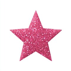 Obraz premium A vibrant, glittering pink five-pointed star on a stark white background