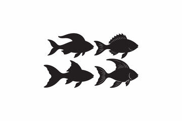Rainbow fish animal set vector silhouettes black color image.  .eps © MDBADRUL