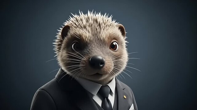 Hedgehog in Suit Business Portrait.