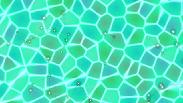 Mosaic Pattern with Green Tiles and Reflections.