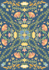 Obraz premium Blue floral batik