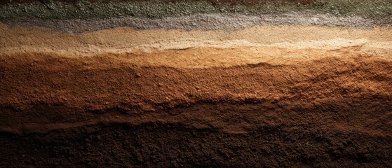Layered soil cross section background with earth strata texture and sediment lines