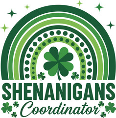 Fototapeta premium St Patricks Day rainbow with shamrocks and stars