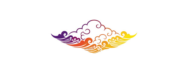 Abstract cloud design in vibrant colors on a black background