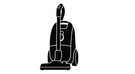 A black and white silhouette of a modern upright vacuum cleaner on white © Ziaul_Studio