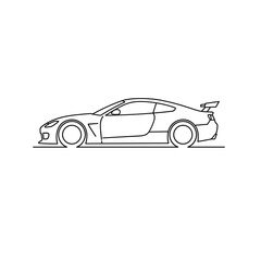 Obraz premium side view of a sports car outline in hand drawn style modern racing vehicle illustration