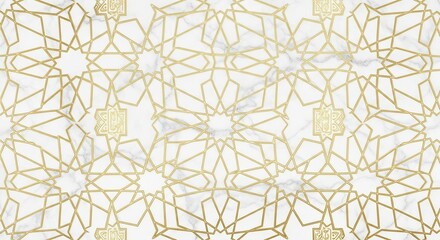 Intricate geometric patterns interwoven with delicate golden lines on a neutral background