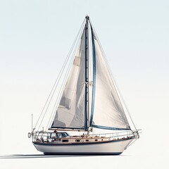 A classic sailboat on a bright background, sails billowing in the wind