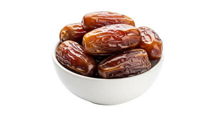 Obraz premium Fresh Medjool Dates In White Bowl Isolated On White Background