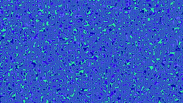 Electric Teal Blue And Lime Green Topographic Liquid Maze Pattern Motion Loop