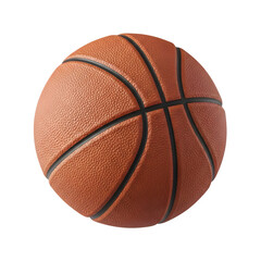 Fototapeta premium Brown basketball ball with black lines isolated on transparent background