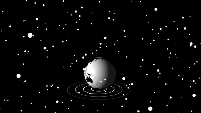 Earth icon and dark background with lighting 4k motion video animation ..