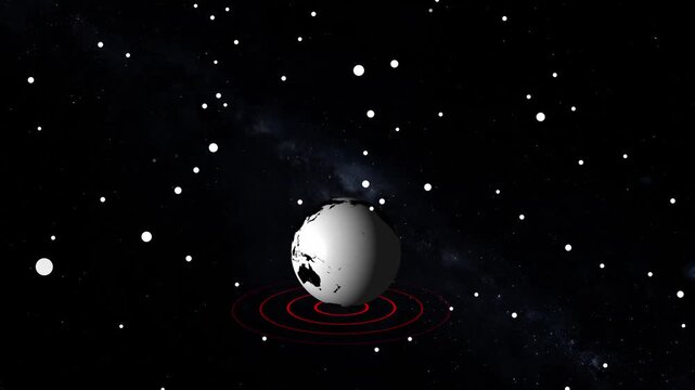 Earth icon and dark background with lighting 4k motion video animation ..
