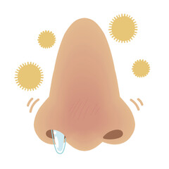 Red Irritated Nose with Pollen Allergy Symptoms Vector