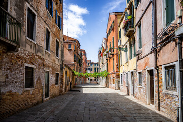 View of the narrow streets and alleys of Venice (Italy) © McoBra89