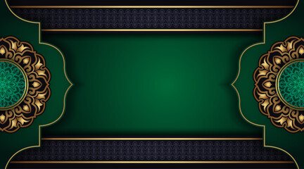 classic islamic background with gold border and mandala ornament © Pendraw
