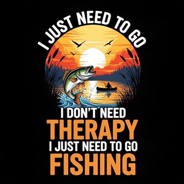 Fishing quote with fish jumping out of water at beautiful sunset scene.