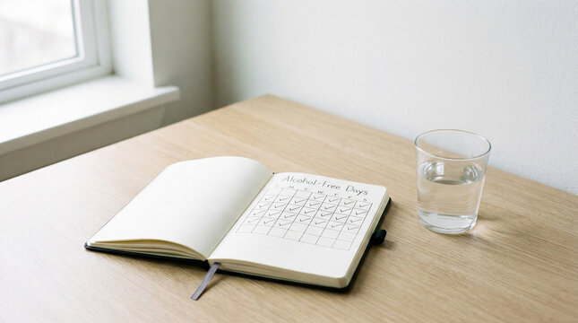 Open notebook with Veganuary planning on desk.