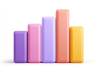 Colorful 3D bar chart showing upward trend and variations