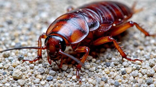 Cockroach macro on sand.