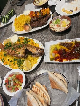Fried red snapper and kebabs platter middle eastern feast