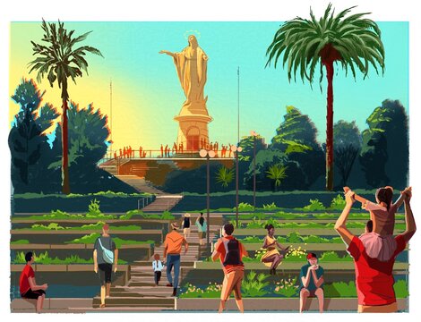 Santiago, Chile on San Crist&oacute;bal Hill