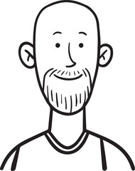 Obraz premium Hand Drawn Adult Man Black and White Avatar Illustration in Minimal Line Art Style Design