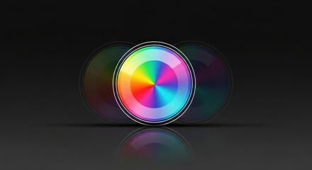 Color wheel with reflections on a dark background.