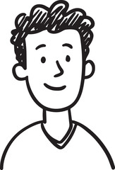 Obraz premium Hand Drawn Adult Man Black and White Avatar Illustration in Minimal Line Art Style Design