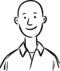 Hand Drawn Adult Man Black and White Avatar Illustration in Minimal Line Art Style Design