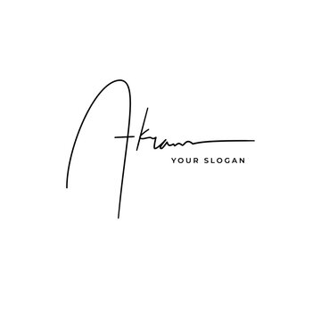 Akram name signature logo vector design