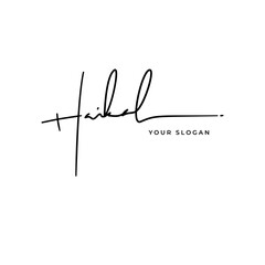 Haikal name signature logo vector design